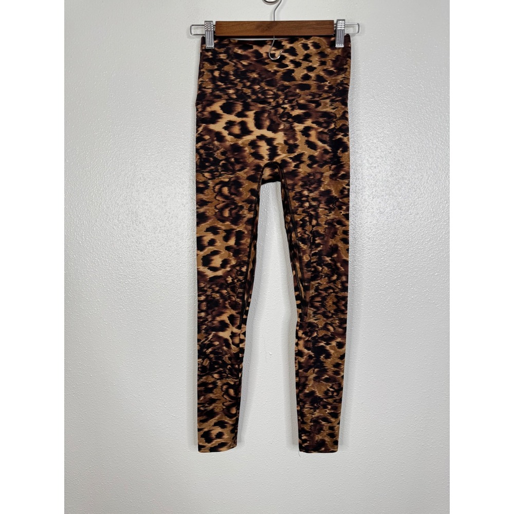 K-DEER Women Leopard Print‎ High Waist Leggings Sneaker Length Brown Small Yoga